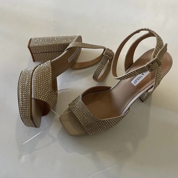 Embellished Rhinestone Platform Dress Sandals - Picture 7 of 8